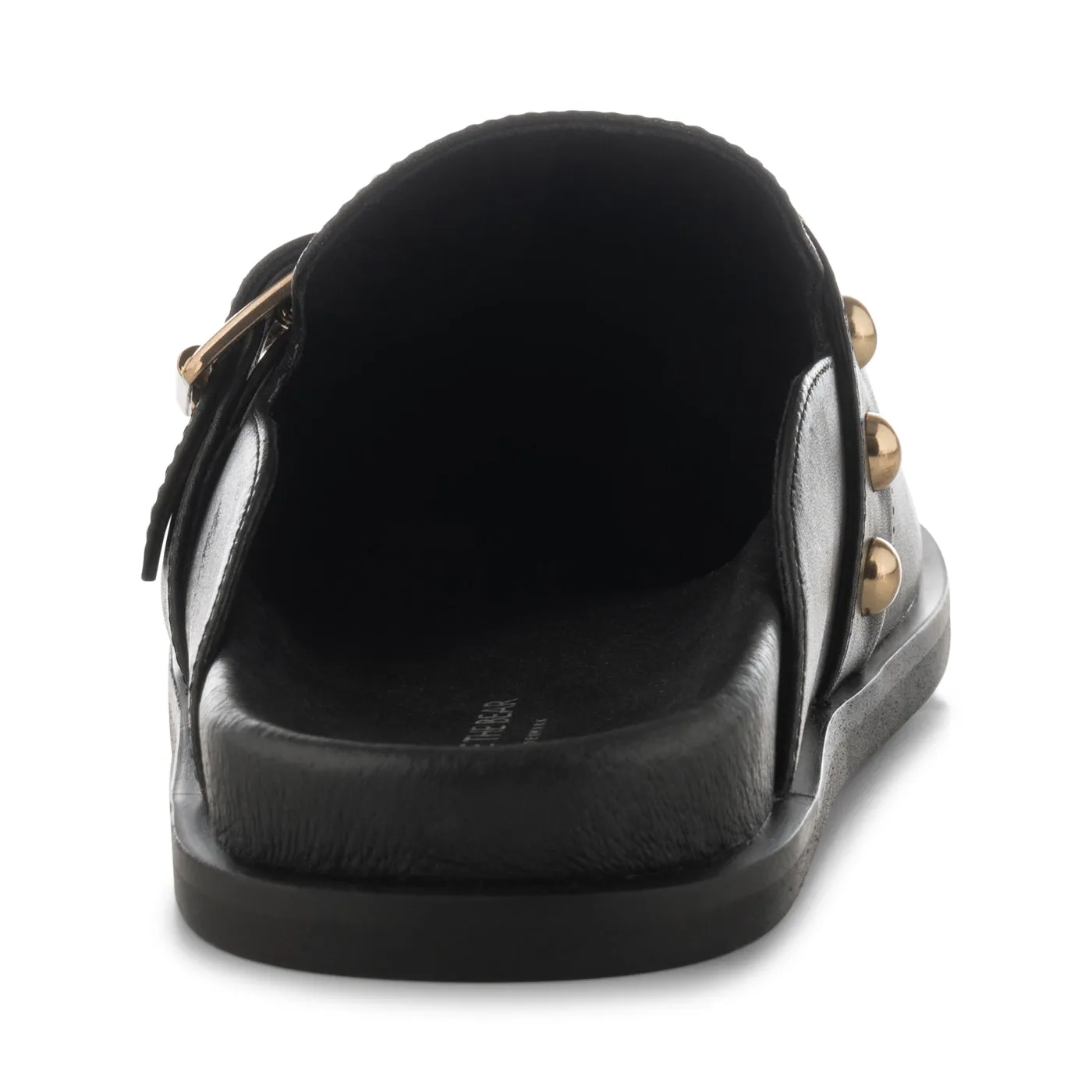 Siri buckle clog leather - BLACK