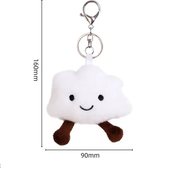 Smiley Face Cloud Plush Keychain Bag Pendant