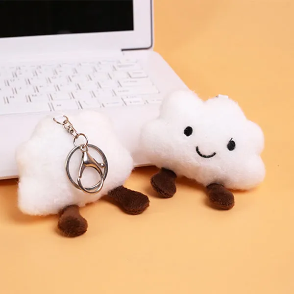 Smiley Face Cloud Plush Keychain Bag Pendant