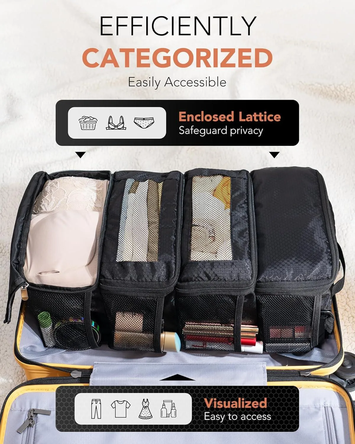 Suitcase Organizer, Travel Luggage Organizer Hanging Shelves Packing Cube