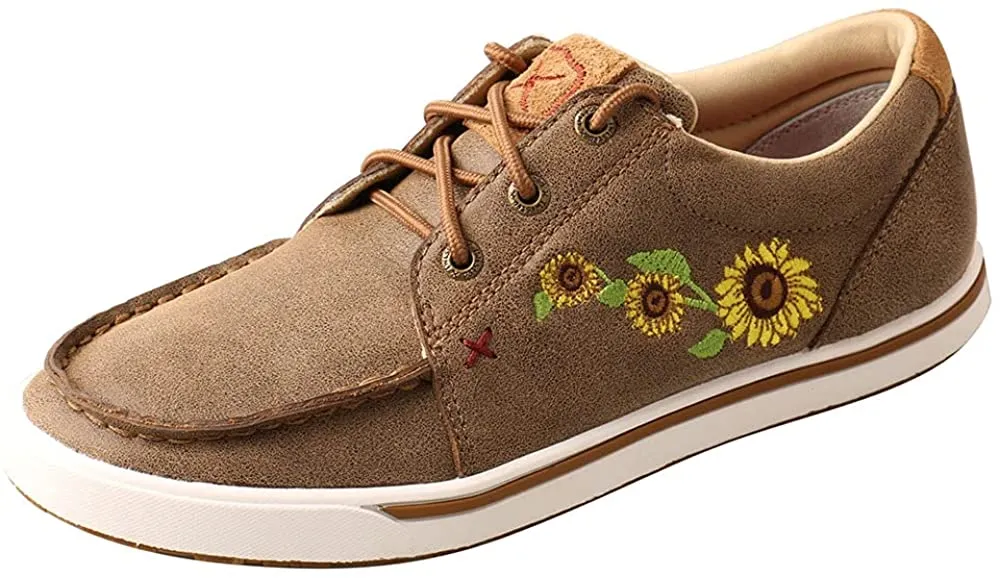 Twisted X Women's Kicks with ecoTweed Lining - Full-Grain Leather Fabric with Fashionable Textile Design - Slip-On Hooey Lopers Designed with ecoTweed Lining