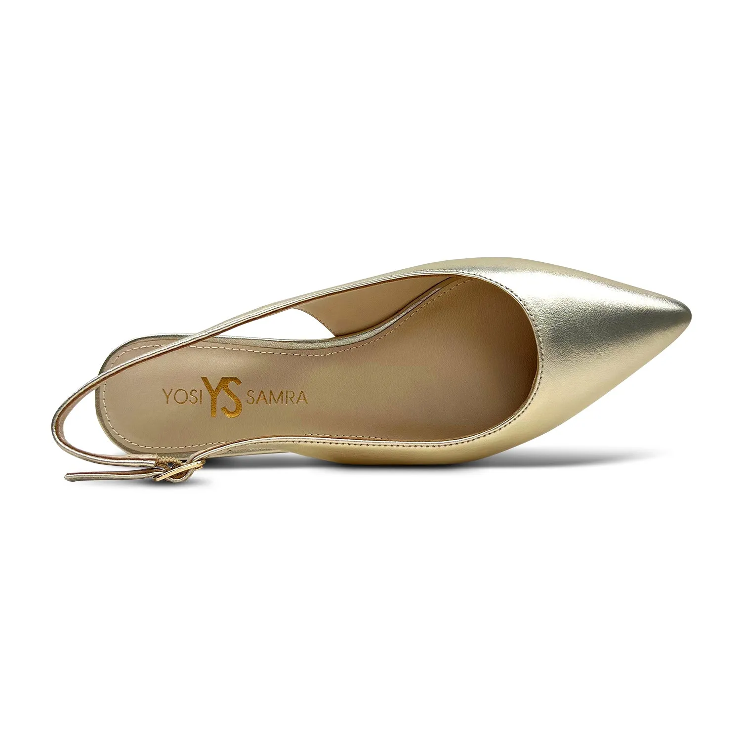 Vera Slingback Flat in Gold Leather