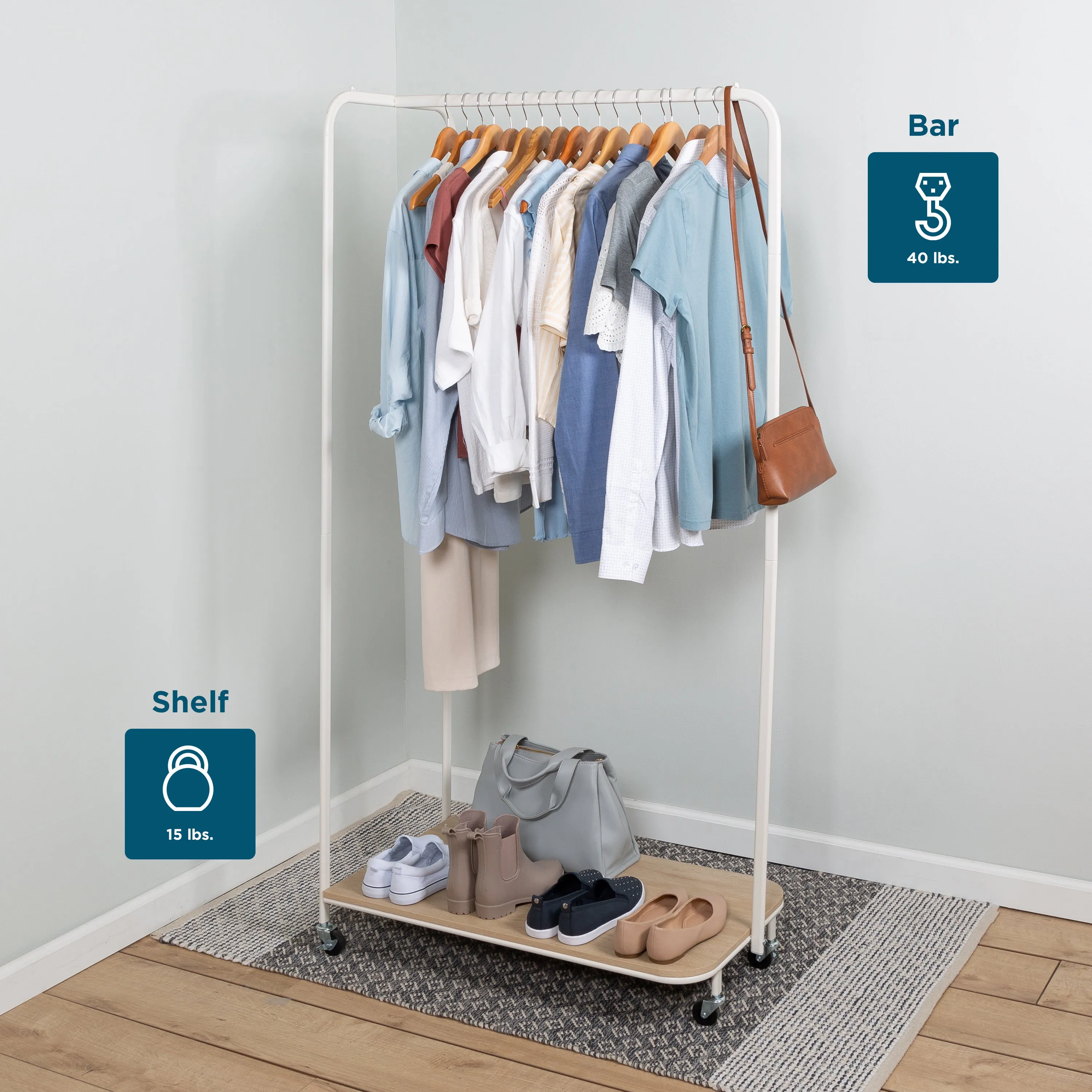 White/Ash Rolling Clothing Rack