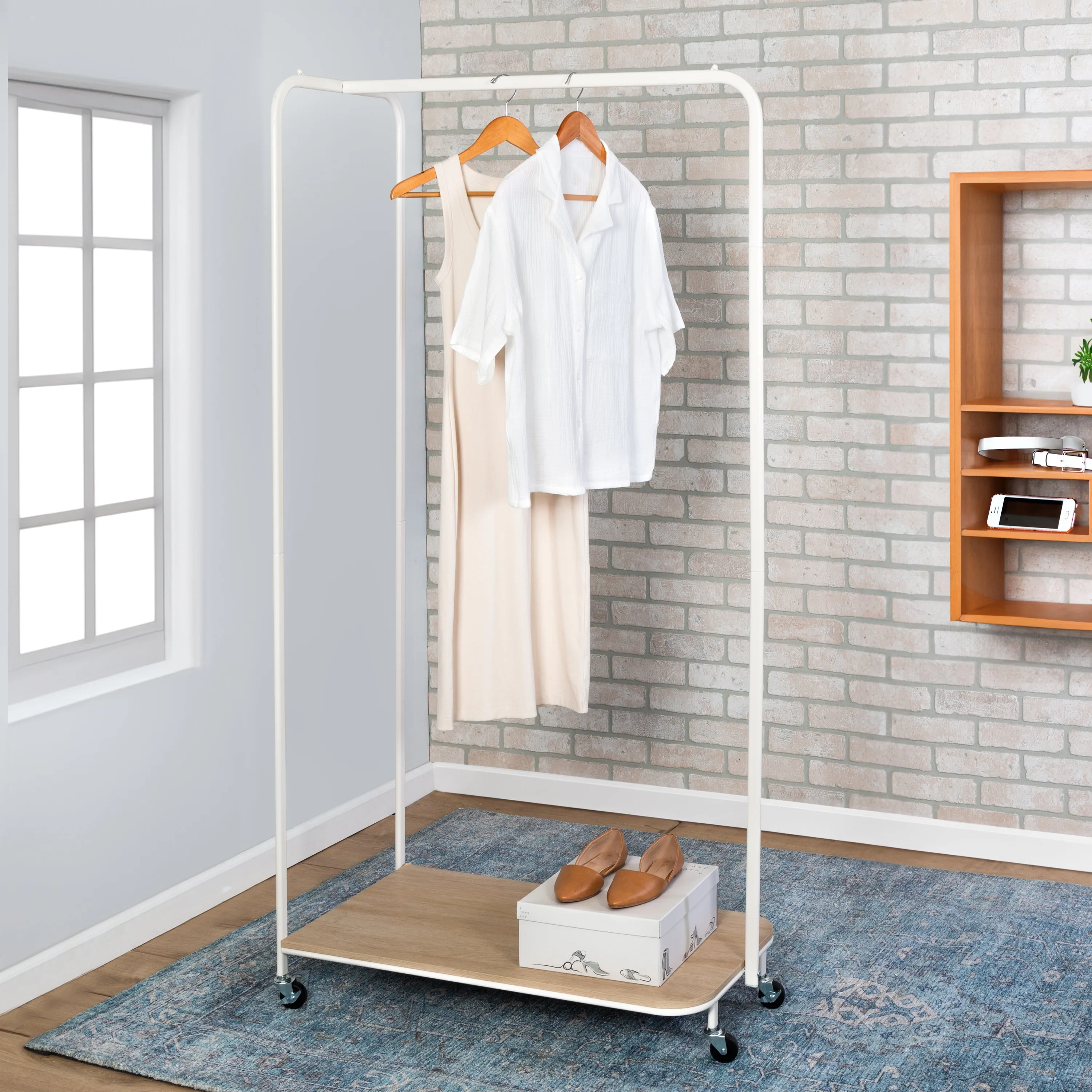 White/Ash Rolling Clothing Rack