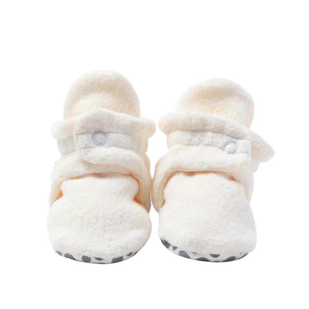 Zutano Cozie Baby Booties Cream with Grippers