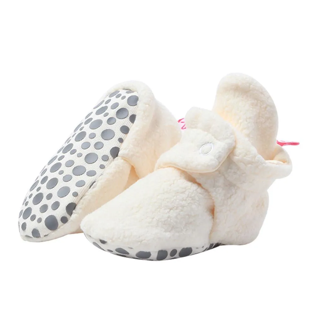 Zutano Cozie Baby Booties Cream with Grippers